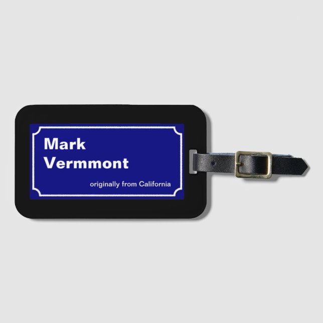 Etiqueta De Bagagem sinal de rua azul personalizado (Frente Horizontal)