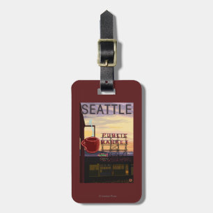 Etiqueta De Bagagem Sinal do mercado do lugar de SeattlePike e opiniã