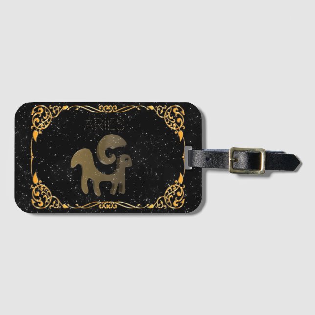 Etiqueta De Bagagem Sinal do ouro do Aries (Frente Horizontal)