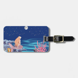 Etiqueta De Bagagem sirena mirando la luna