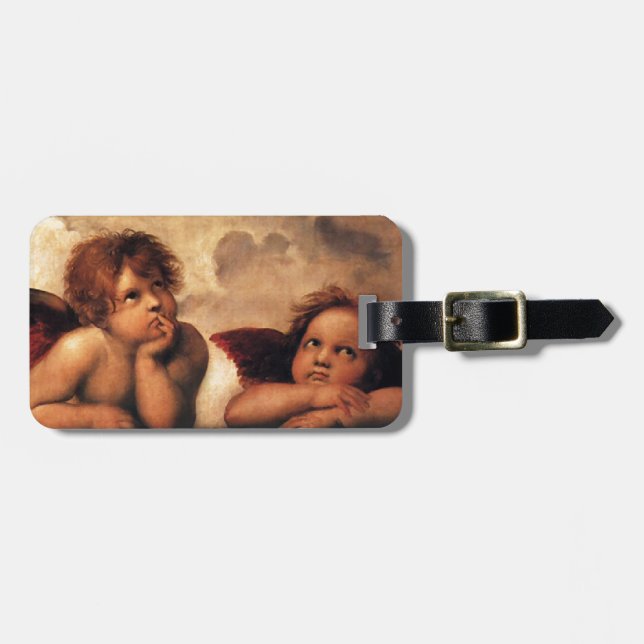 Etiqueta De Bagagem Sistine Madonna 2 anjos por Raphael (Frente Horizontal)