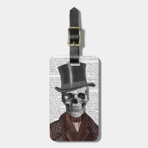 Etiqueta De Bagagem Skeleton Gentleman e Chapéu Superior