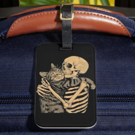Etiqueta De Bagagem Skeleton Hugging Cat – Cute Gothic Cat Lover Gift