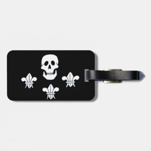 ETIQUETA DE BAGAGEM SKULL E FLEUR DE LISE JOLLY ROGER BANNER