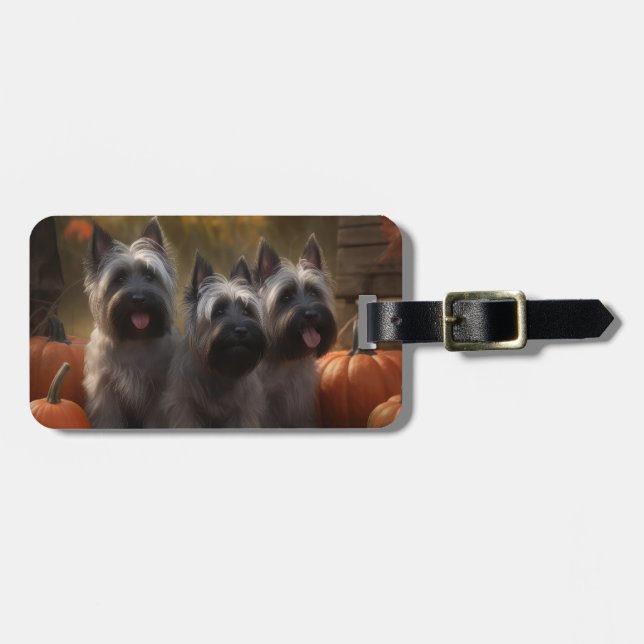 Etiqueta De Bagagem Skye Terrier Puppy Autumn Delight Pumpkin (Frente Horizontal)