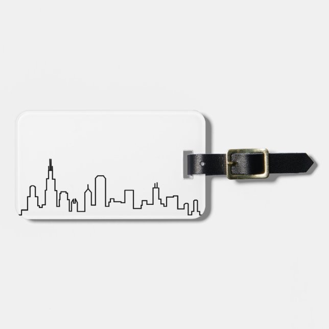 Etiqueta de Bagagem Skyline Chicago (Frente Horizontal)
