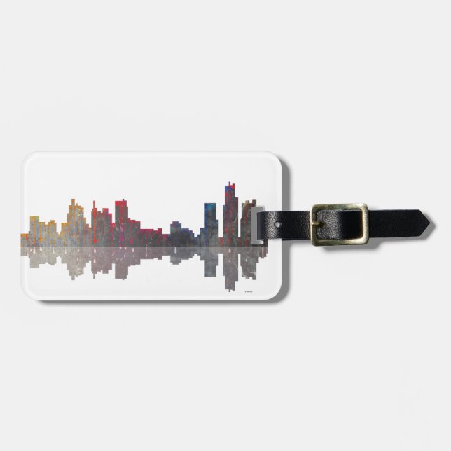 Etiqueta De Bagagem Skyline de Boston Massachusetts (Frente Horizontal)