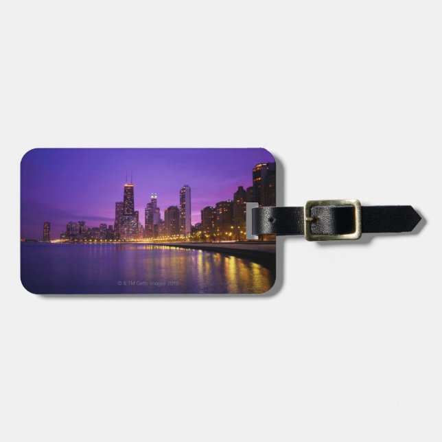 Etiqueta De Bagagem Skyline de Chicago (Frente Horizontal)