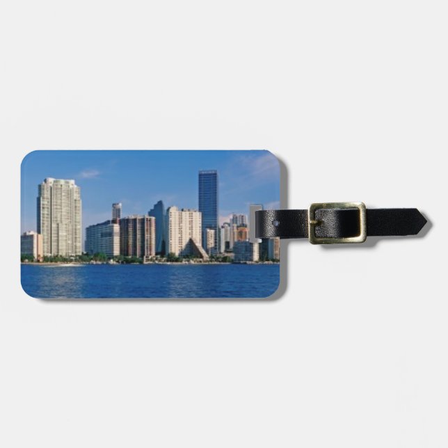 Etiqueta De Bagagem Skyline de Miami, Florida (Frente Horizontal)