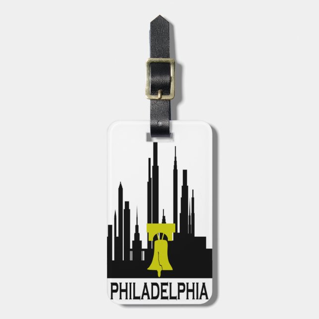 Etiqueta De Bagagem Skyline de Philadelphfia (Frente Vertical)