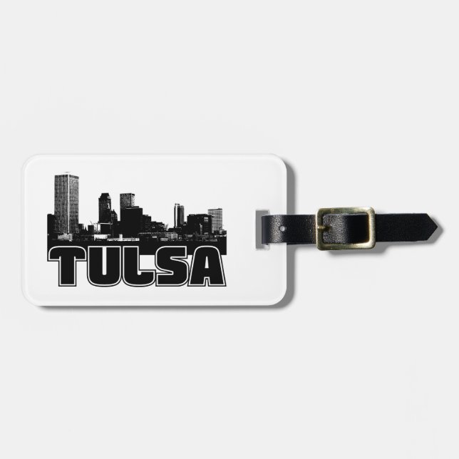 Etiqueta De Bagagem Skyline de Tulsa (Frente Horizontal)