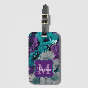 Etiqueta De Bagagem Smash de Flor Roxo e Azul Personalizado