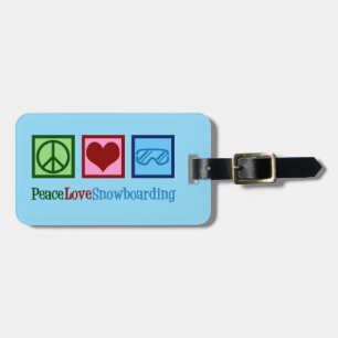 Etiqueta De Bagagem Snowboard Personalizado do Peace Love