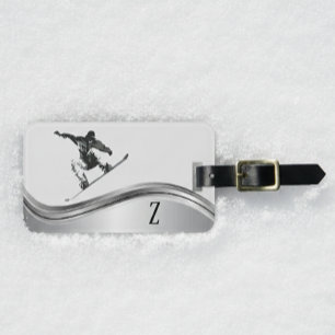 Etiqueta De Bagagem Snowboarder Monograma Snowboard