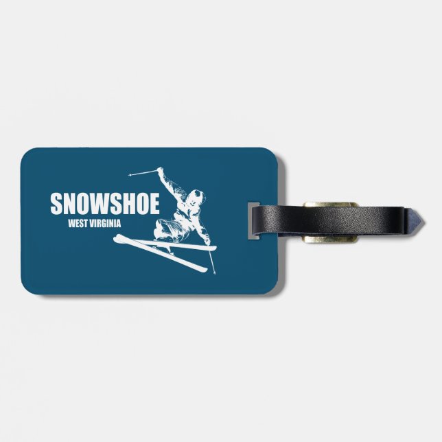Etiqueta De Bagagem Snowshoe Mountain West Virginia Skier (Traseira Horizontal)