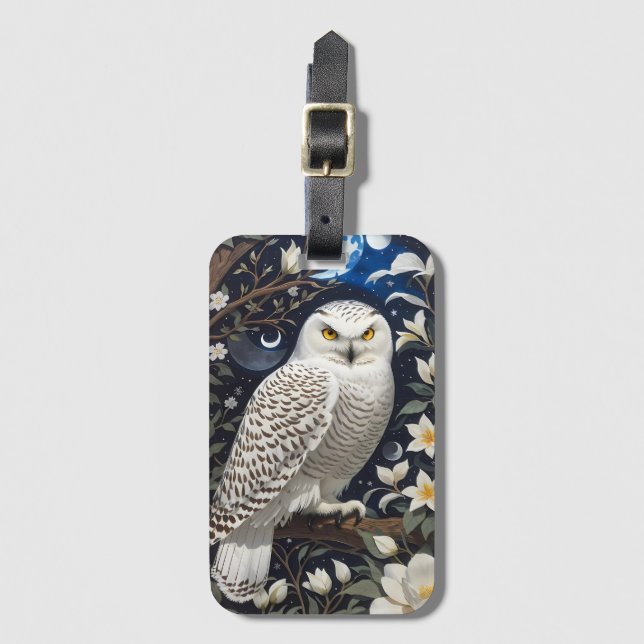 Etiqueta De Bagagem Snowy Owl Moonlight (Frente Vertical)