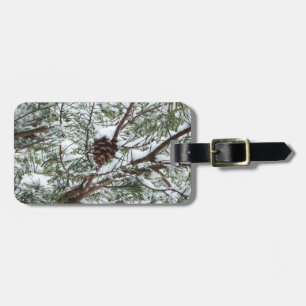 Etiqueta De Bagagem Snowy Pine Cone II Fotografia de inverno
