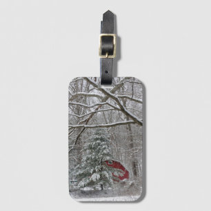 Etiqueta De Bagagem Snowy Red Barn
