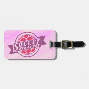 Etiqueta De Bagagem Soccer Mãe Púrpura e Bagagem Rosa