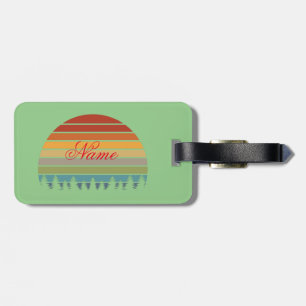 Etiqueta De Bagagem Sol listrado multicolorido com árvores Thunder_Cov