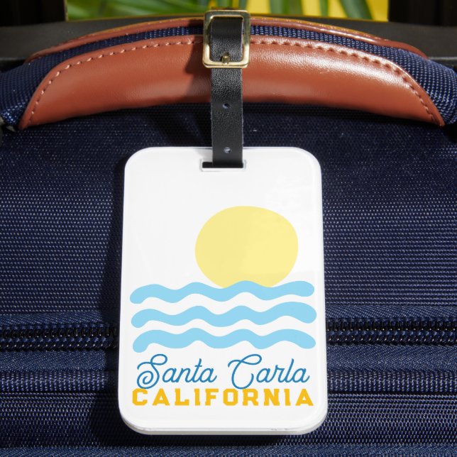 Etiqueta De Bagagem Sol & Mar Fofo Personalizável c/ Sua Cidade, Estad (Frente Insitu 2)