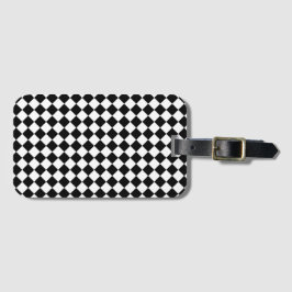 Etiqueta De Bagagem Solid Black and White Chevron Pattern
