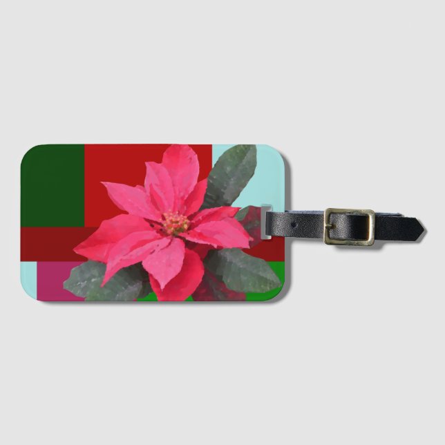 Etiqueta De Bagagem Solteiro de Pointsettia de Natal (Frente Horizontal)