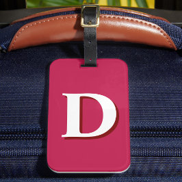 Etiqueta De Bagagem Solteiro Monograma Borgonha e Bagagem Branca