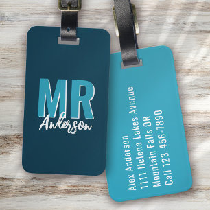 Etiqueta De Bagagem Sombra Azul Personalizada Sr. Husband