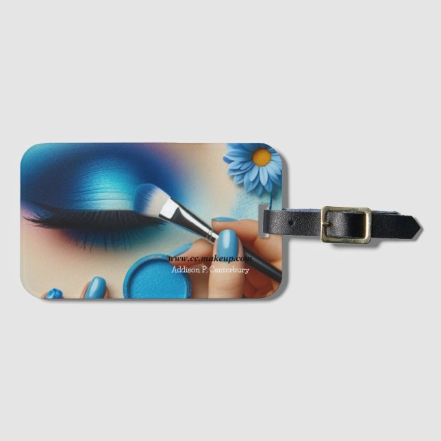 Etiqueta De Bagagem Sombra de Olho Azul Brilhante Maquiagem (Frente Horizontal)
