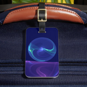 Etiqueta De Bagagem Sonho Abstrato de Arte Fractal Roxo Azul Luminoso