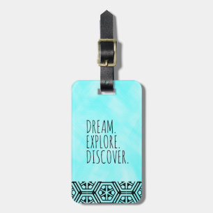 Etiqueta De Bagagem Sonho. Explore. Descubra. - Viagem, tribal, azul