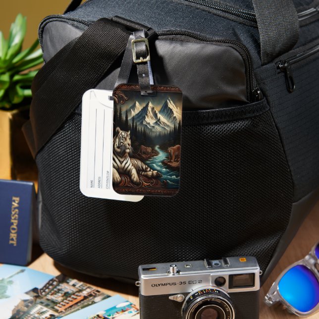 Etiqueta De Bagagem Sonhos Brancos de Montanhas (Frente e Verso)