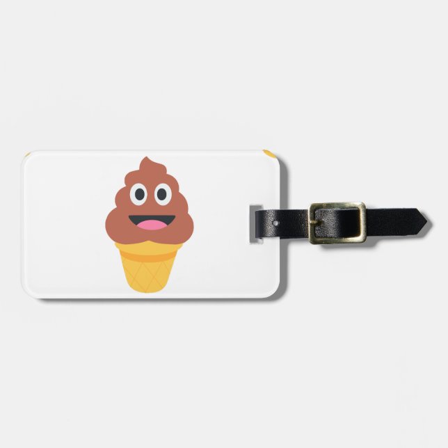 Etiqueta De Bagagem sorvete cone poo emoji (Frente Horizontal)
