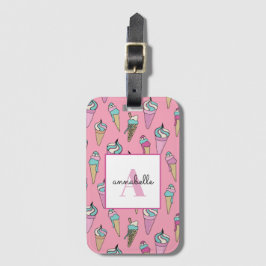 Etiqueta De Bagagem Sorvete Rosa Cone Summer