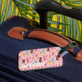 Etiqueta De Bagagem Sorvete Rosa Monogramado