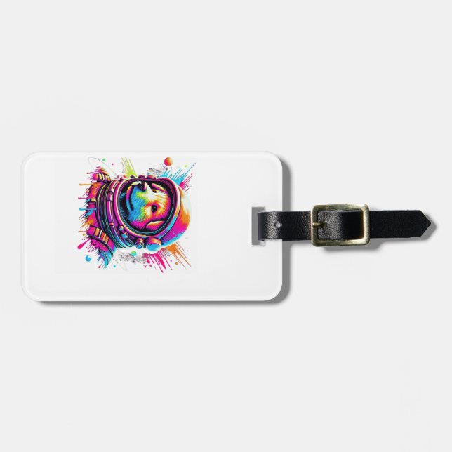 Etiqueta De Bagagem Space Dog Lover Design (Frente Horizontal)