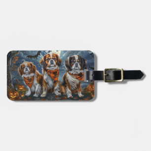Etiqueta De Bagagem Spaniel Tibetano Halloween Assustador