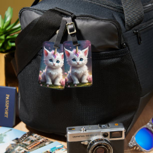 Etiqueta De Bagagem "Sparkle Paws: O Encantador Unicórnio Gatinho"