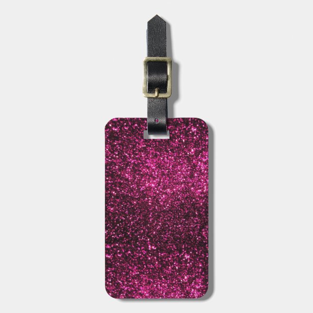 Etiqueta De Bagagem Sparkles escuros do rosa (Frente Vertical)