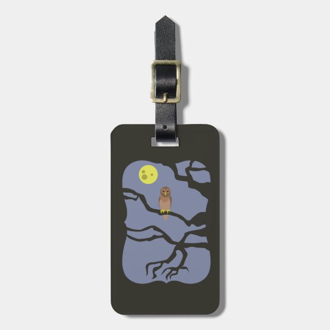 Etiqueta De Bagagem Spooky Halloween Owl (Frente Vertical)