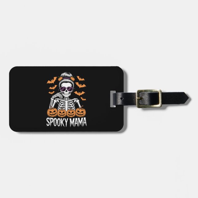 Etiqueta De Bagagem Spooky Mama Cool Halloween Skeleton (Frente Horizontal)