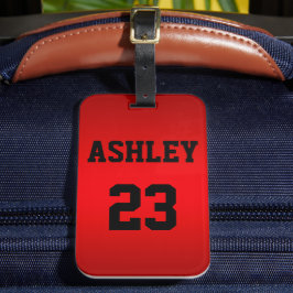Etiqueta De Bagagem Sports Jersey Number e Name Red Personalizados