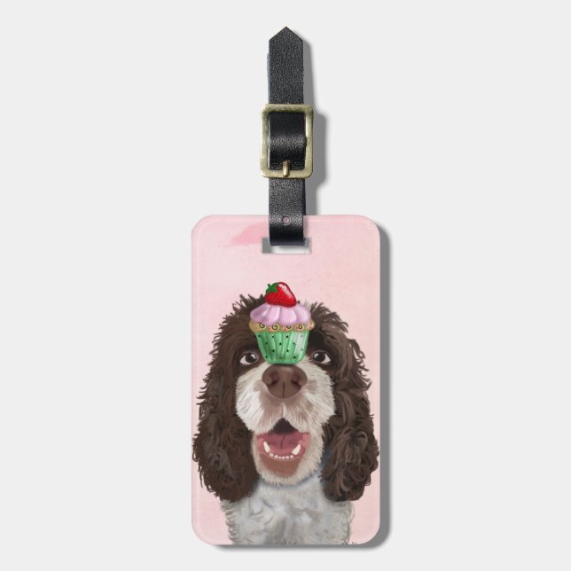 Etiqueta De Bagagem Springer Spaniel com Cupcake 2 (Frente Vertical)