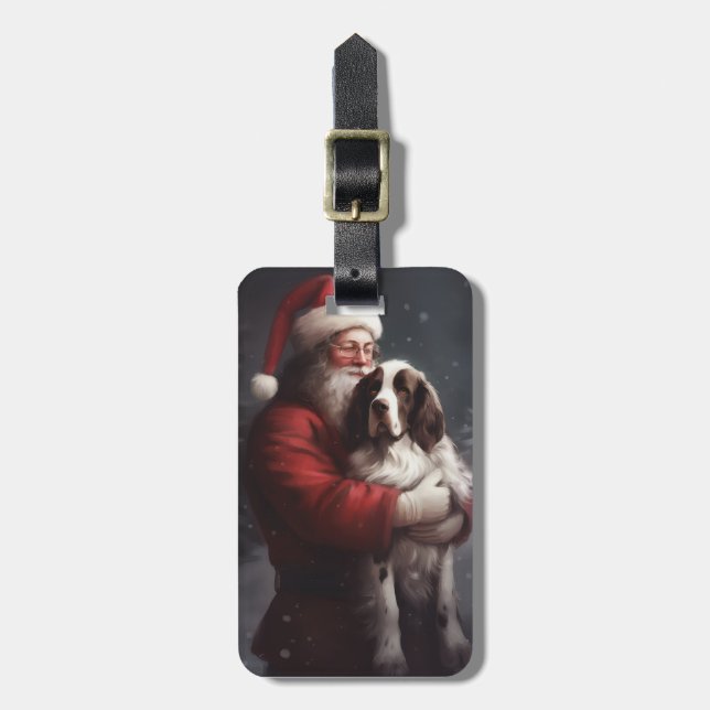 Etiqueta De Bagagem Springer Spaniel Papai Noel Natal Festivo (Frente Vertical)