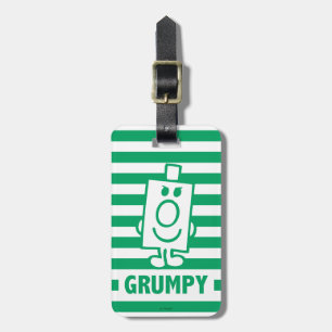 Etiqueta De Bagagem Sr. Grumpy Grin Mischievous e faixas verdes