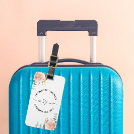 Etiqueta De Bagagem Sr. newlyweds rosa gold florals greenery