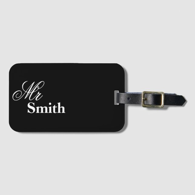 Etiqueta De Bagagem Sr Personalizado preto (Frente Horizontal)