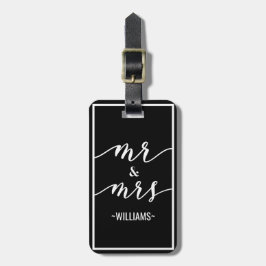 Etiqueta De Bagagem Sr. & Sra. pretos & branco personalizados Bagagem