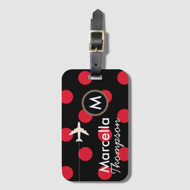 Etiqueta De Bagagem srs viagem / polkadots personalizados (Frente Vertical)